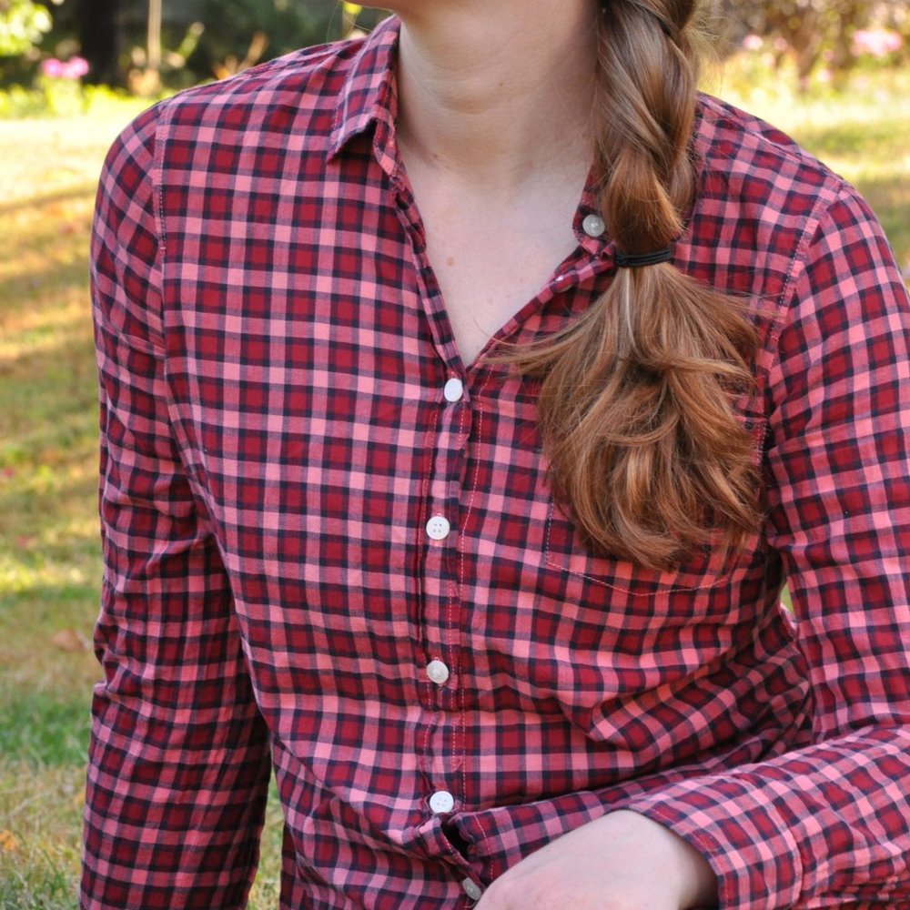 J. Crew Red Gingham Long Sleeved Shirt